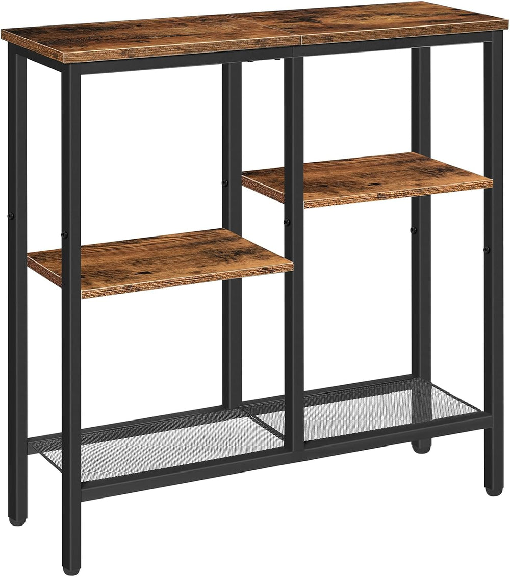 HOOBRO Narrow Console Table, Sofa Table, 4-Tier Industrial Entryway Table wit...