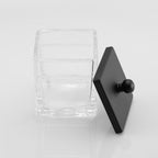 Glass Cotton Jar Holder 2 Pack– Matte Black Lid, Elegant Bathroom Storage Canister for Qtips, Cotton Balls, Floss, Makeup Organizer, Vanity & Bathroom Organization