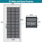 Hat Organizer Over Door Baseball Caps Holder 27 Pocket Storage Rack Grey | 27 Clear Deep Pockets, 3 Hooks, over-Door Hanging Design, for Baseball Caps, Closet Wall and Door Storage