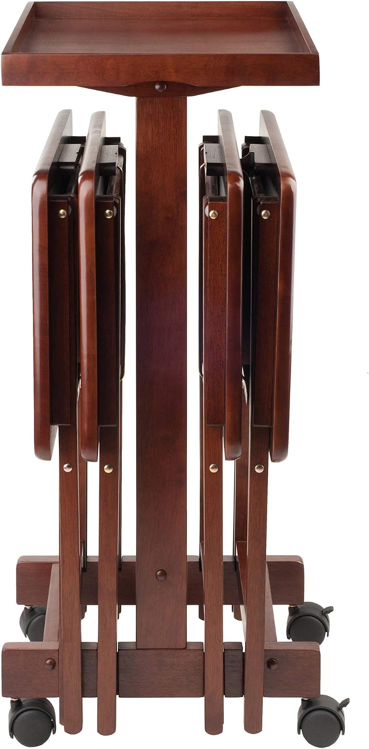 Winsome 6-Piece Snack Table, Walnut (94828) | Easy to Store Portable Fold Up ...