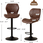 Bar Stools Set of 4, Modern Swivel Counter Height Barstools for Kitchen Island Chairs, Adjustable Fabric Bar Stools with Back for Kitchen Counter Bar, Brown