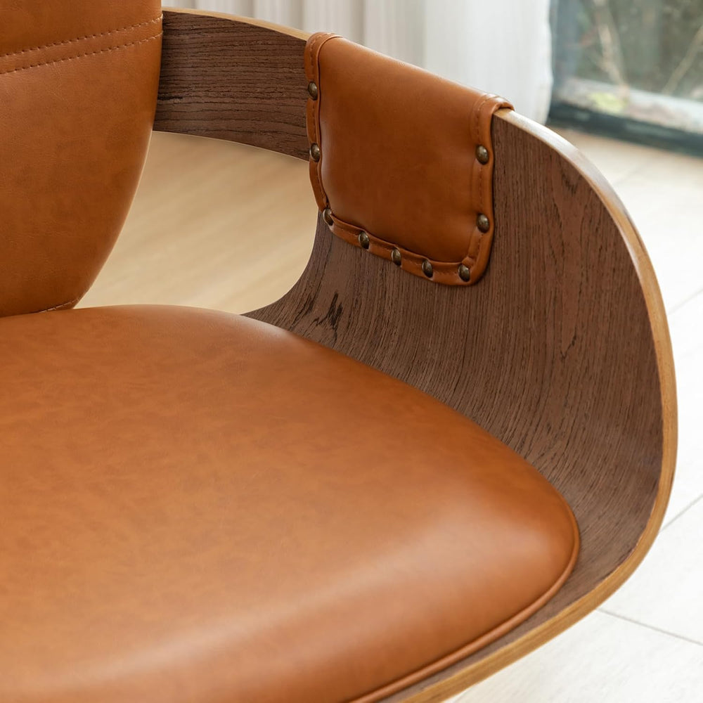 Mid Century Modern Swivel Dining Chair with Arms, Walnut Desk Chair | Walnut ...