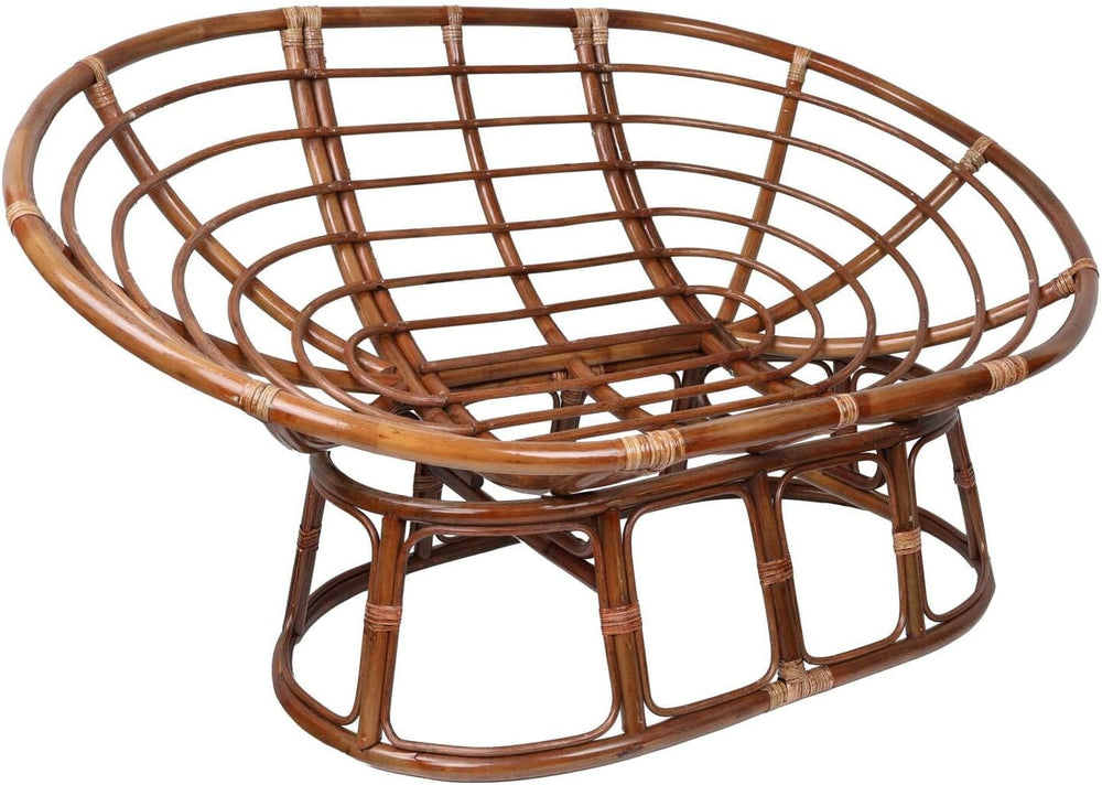 Maykoosh Rattan Double Papasan Chair with Twill Cushion - Bohemian Style Seat...