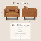 Poly & Bark Napa Lounge Chair - Leather Chair with Tufted Back - Full-Grain Living Room Armchair with Feather-Down Topper - Single Couch - Vintage Italian Leather in Cognac Tan