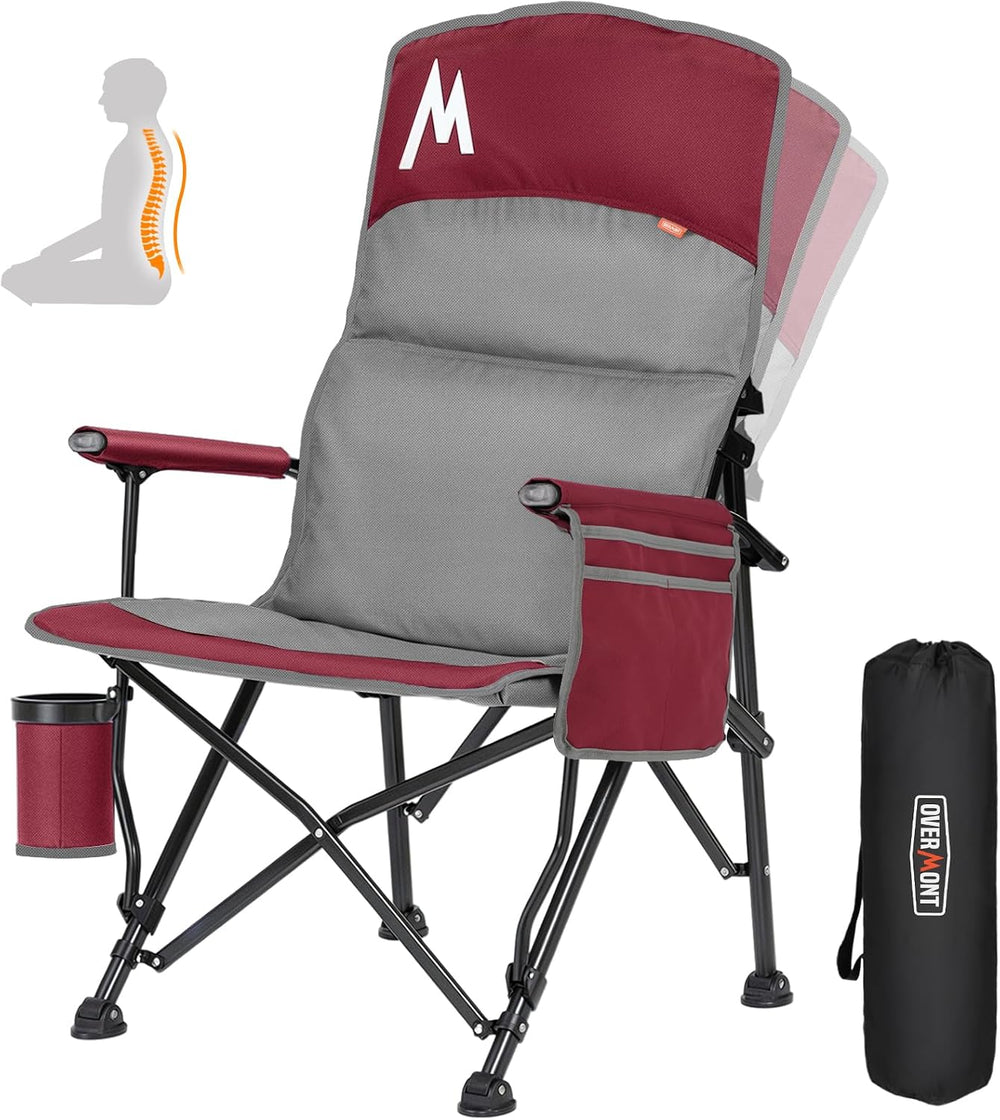 Overmont Camping Chair with Lumbar Support for Adults - Oversized with High B...