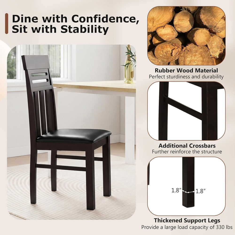 Giantex Wooden Dining Chairs Set of 4, High Back Dining Room Chairs with Padd...