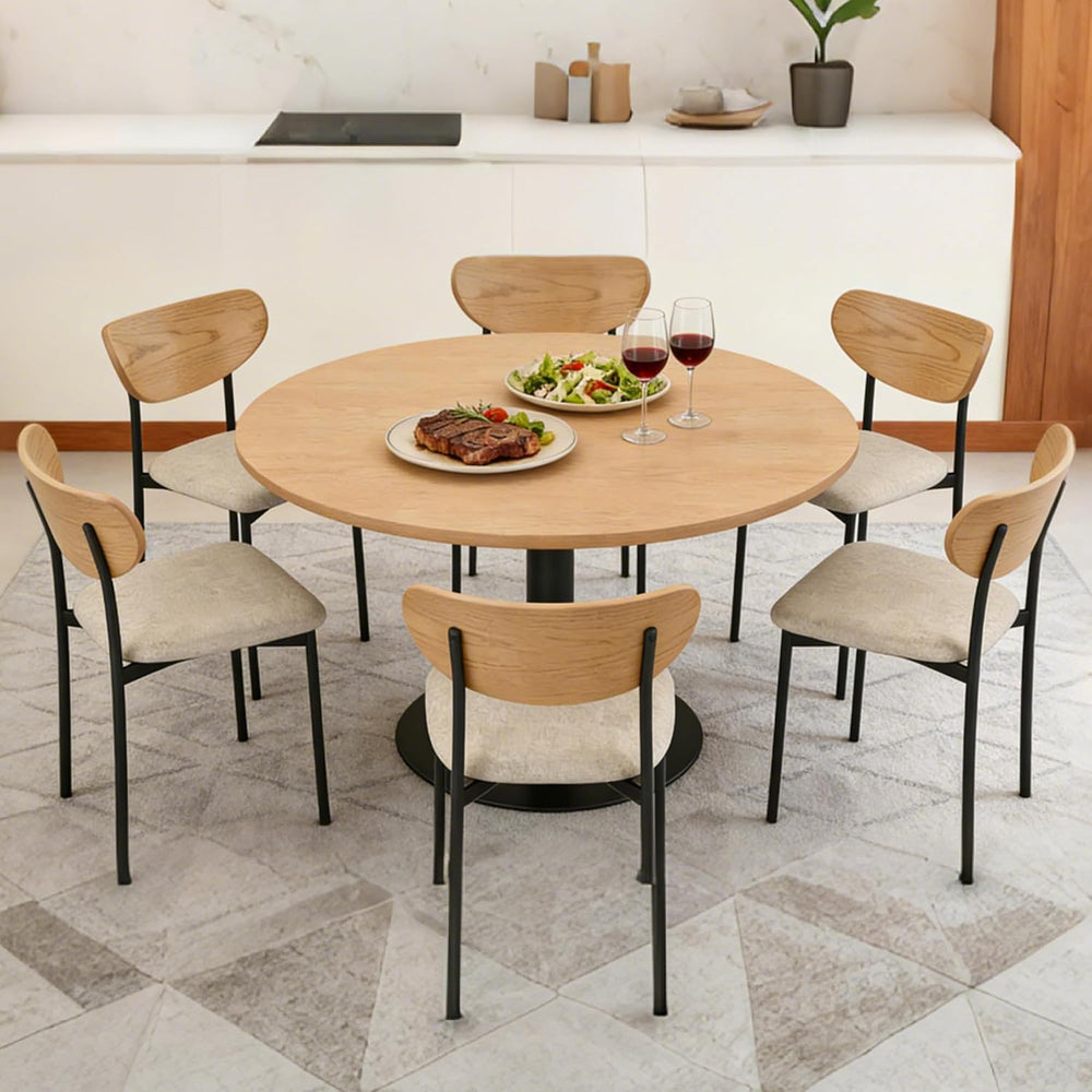 Beige Dining Chairs Set of 4, Upholstered Modern Kitchen Chairs Dining Room C...