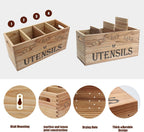 Utensil Holder for Bakers and RV Kitchens - Extra Large 4 Compartment Wooden Countertop Organizer Storage for Cooking Tools, Kitchen Utensils, Daily Essentials in Solid China Fir Wood