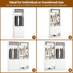Besiost 4FT Closet Systems with 5 Drawers, 48" Closet Organizer System | Wood Closet Organizer with 2 Hanging Rods & 7 Shelves, Heavy Duty 48" Walk-in Closet for Nusery, White (48"L x 15" W x 80" H)
