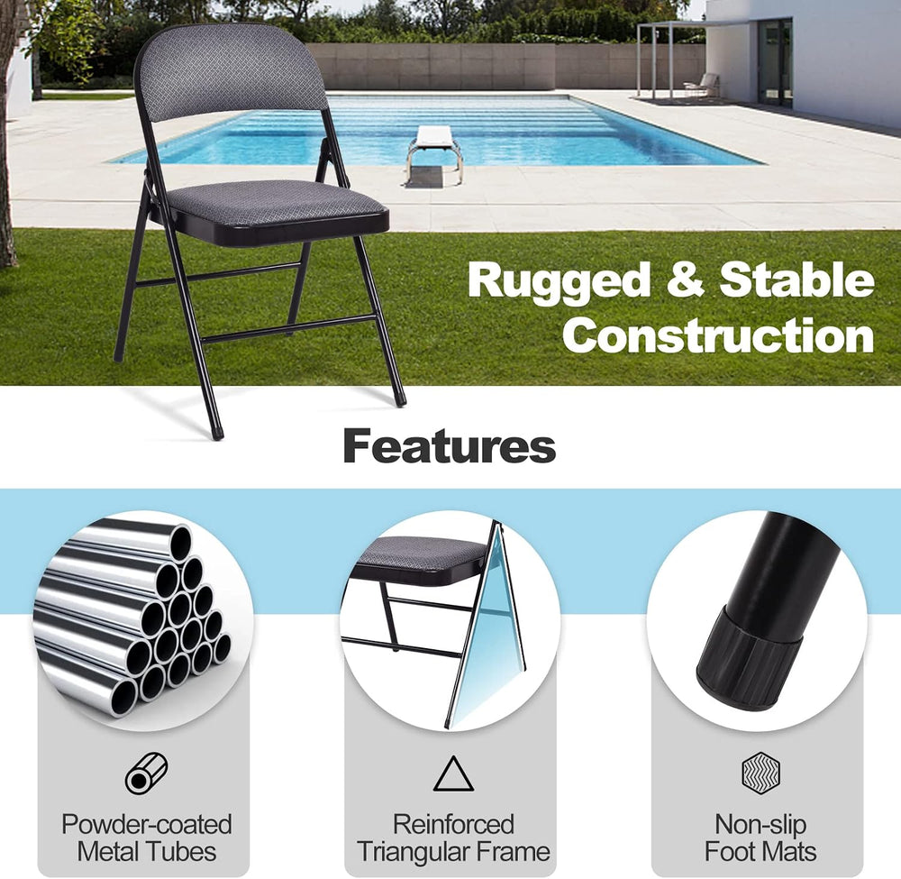 GOFLAME 6 Pack Folding Chairs, Fabric Dining Chair Set with Padded Seat &...