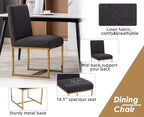 CIMOTA Black Modern Dining Chairs Set of 2, Upholstered Dining Room Chairs Armless Guest Side Chair with Gold Base for Dining Room/Kitchen, Charcoal Black, 2PCS