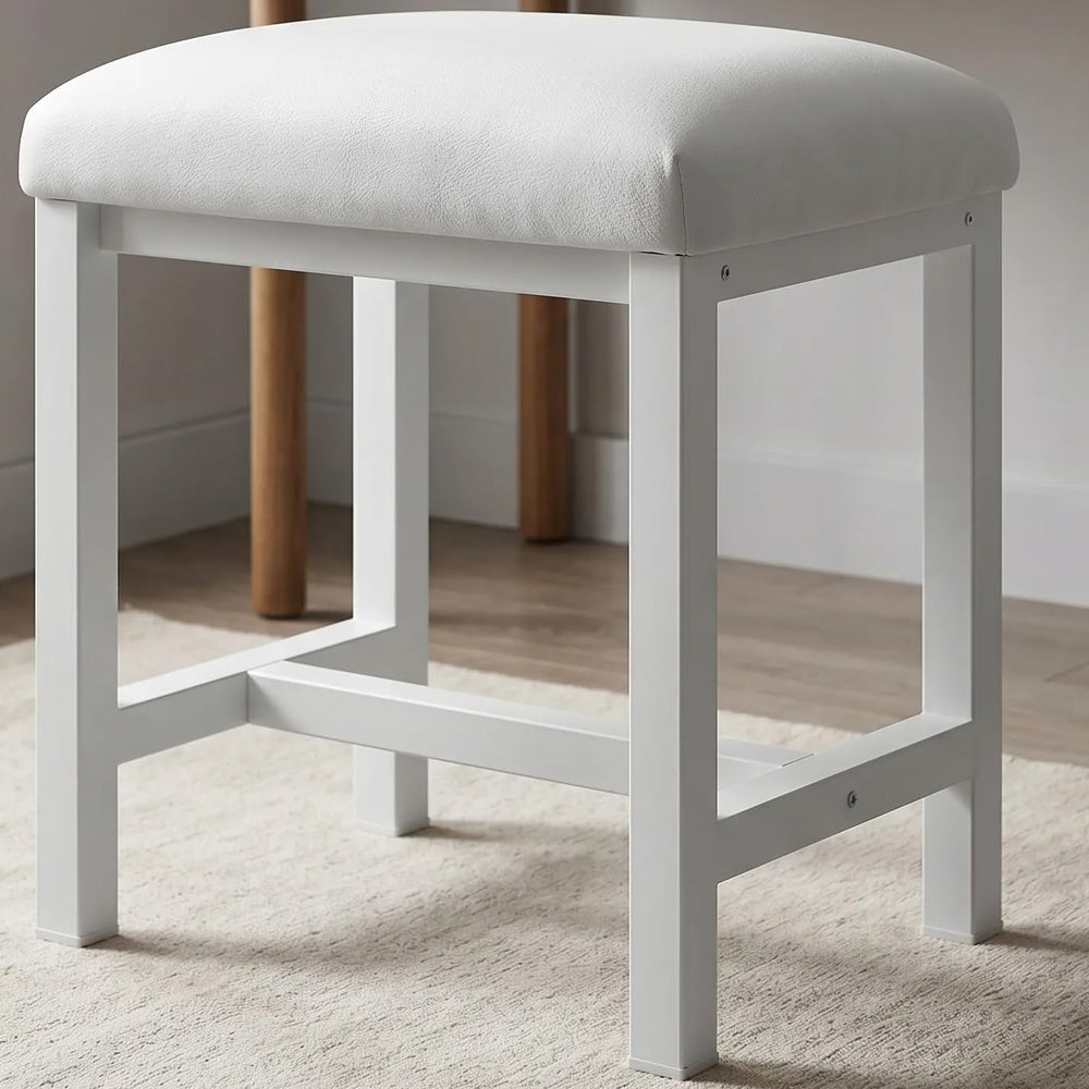 Small Vanity Stool, Cute Vanity Stools with Cushion, White Makeup Vanity Chai...
