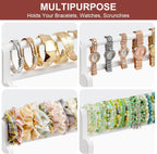 Emfogo Bracelet Holder, 4 Tier Bracelet Organizer Storage for Bracelets Bangles Watch Scrunchies, Rustic Wood Jewelry Organizer Display for Home, Vendors, Craft Shows and Store(White)