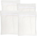 4-Piece White Large Durable Organic Cotton Mesh Laundry Bags with Sturdy Zippers and Breathable Mesh are Delicate Laundry Bags for Underwear, Clothes, Pants and Socks