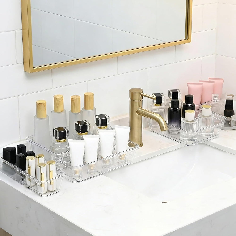 21 PCS Extendable Drawer Organizer Set Clear Stackable Vanity Storage Bins