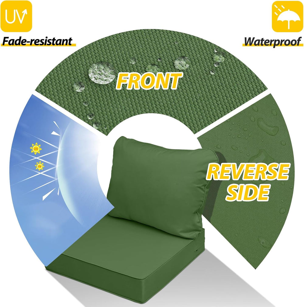 AAAAAcessories Outdoor Chair Cushions, 25.5 x 25.5 x 5 + 19 in, Set of 2