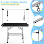 Lyromix 46''Large Dog Grooming Table, Adjustable Cat Drying Desktop with Arms, Nooses, Mesh Tray, Foldable Pet Station at Home, Maximum Capacity Up to 330Lb, 46inch, Black, 46in