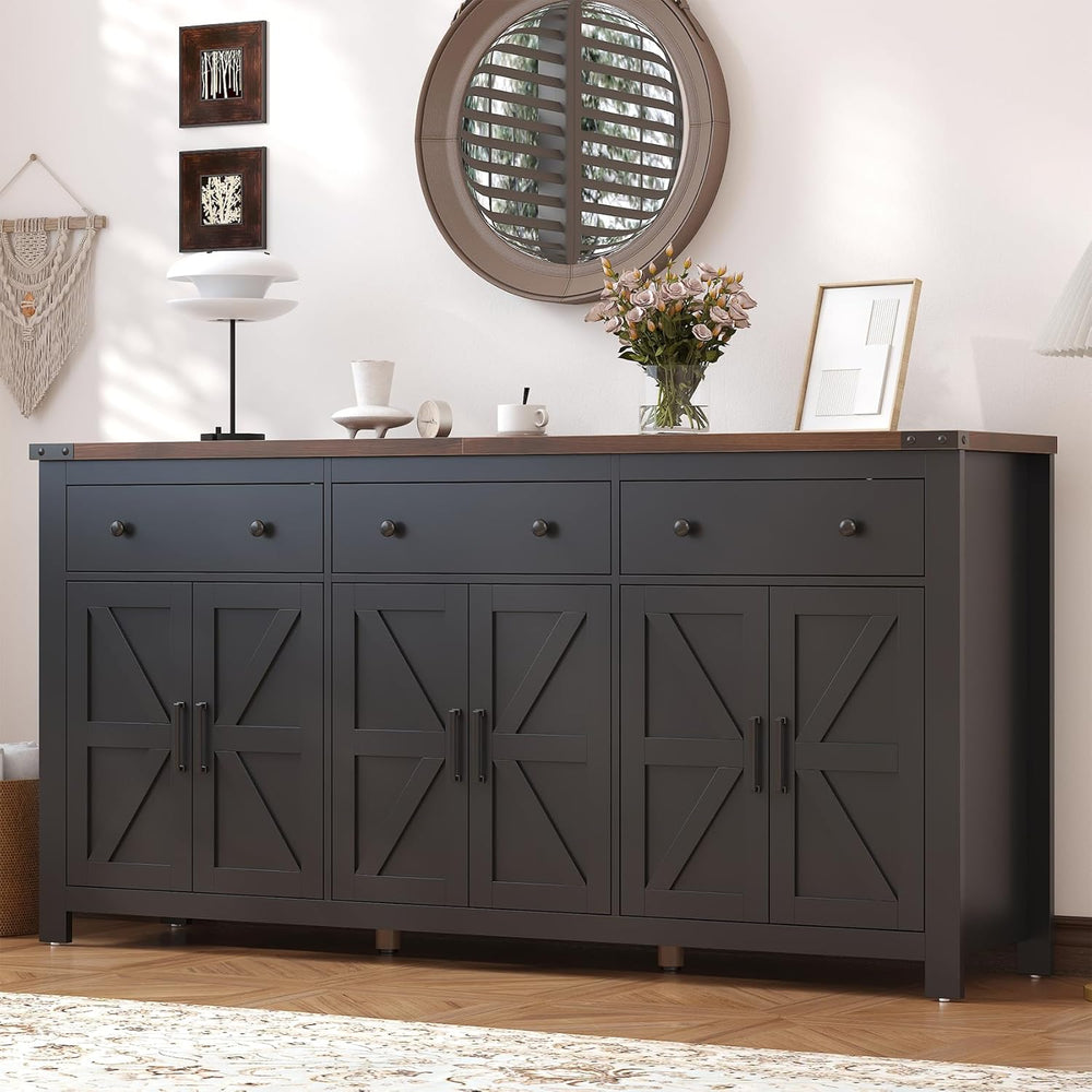 VVFLU 71" Large Sideboard Buffet Cabinet with Storage, Farmhouse Coffee ...