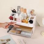 Makeup Organizer, Desk Organizer with 2 Large Drawers, Cosmetics Storage Box for nail polish,Lipstick, Brushes, Jewelry, Skincare, Bathroom Organization Boxes