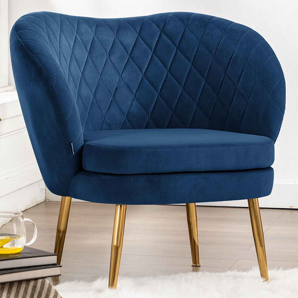 DUHOME Velvet Accent Chair with Barrel Backrest