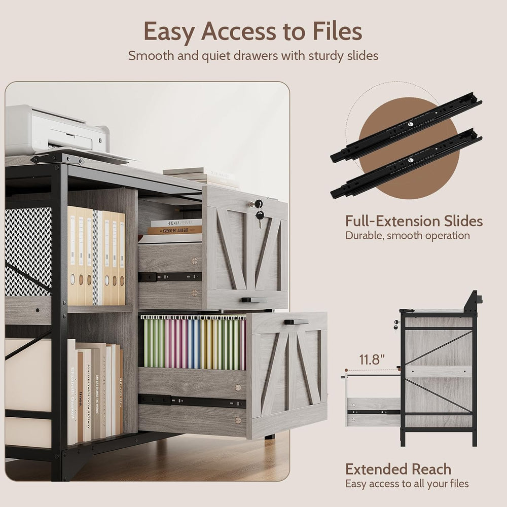 44" File Cabinet, Lateral Filing Cabinet for Home Office with 2 Drawers,...
