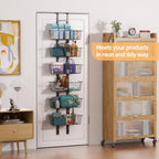 6-Tier Over The Door Pantry Organizer, Metal Hanging Storage Shelf with Adjustable 6 Baskets, Space-Saving Design Hanging Spice Rack for Kitchen, Bathroom, Laundry Room, Black