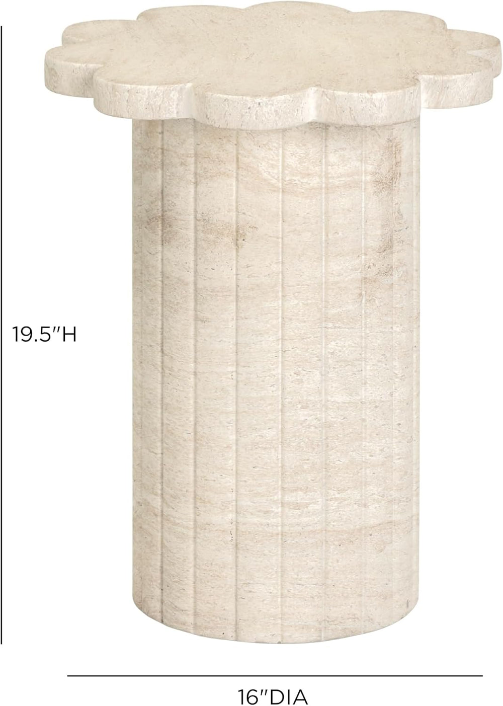 Tov Furniture Blossom Faux Travertine Indoor/Outdoor Concrete Side Table