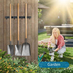 2 Pack Broom Hanger and Mop Holder, Heavy Duty Garden Tool Organizer Rack Rake and Shovel Handle, Stainless Steel Wall Mounted Utility Rack with Screws (4 Racks with 5 Hooks, Matte Black).