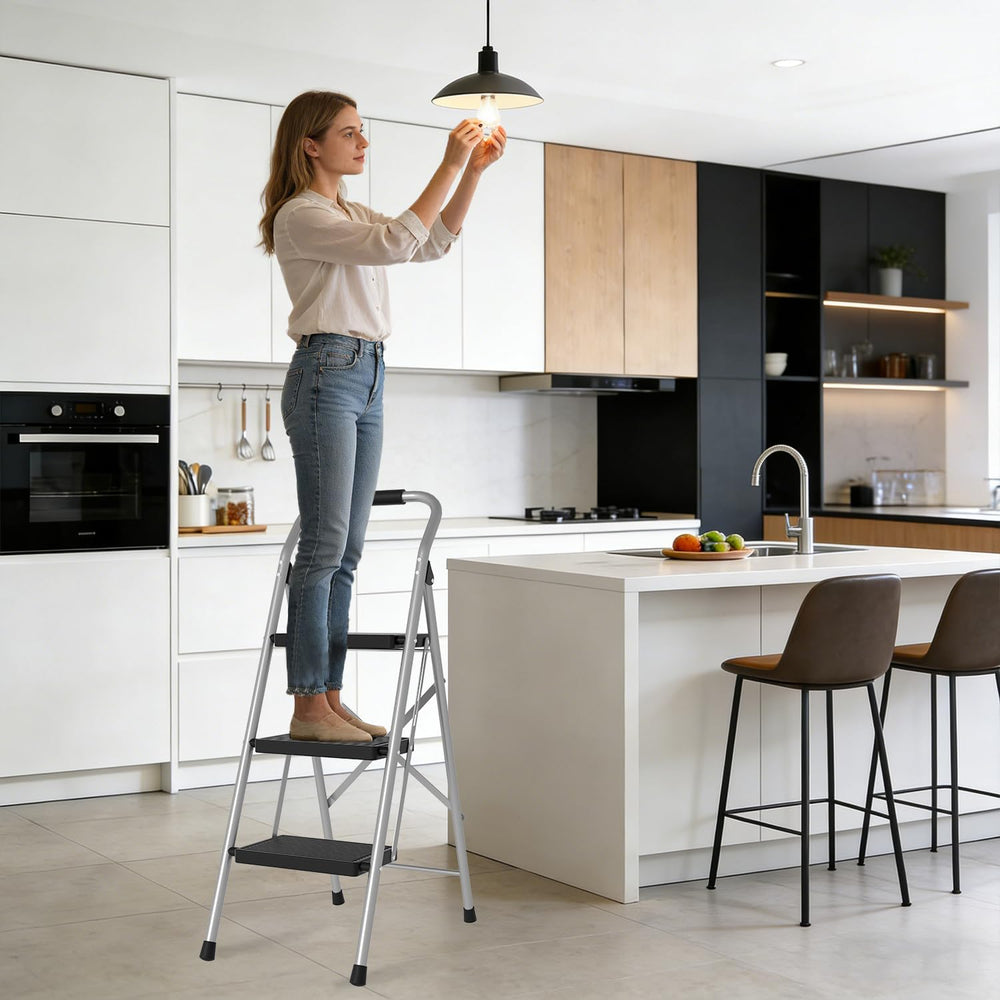 Step Stool for Adults,3 Step Ladder Folding 330lbs Anti Slip Step Stool,Folda...