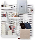 Peg board Set - 17 pcs Pegboard Kit, Includes 4 Pegboards with 13 Different Accessories, Pegboard Wall Organizer, Peg Boards for Wall Craft Room for Kitchen, Garage, Workshop, Tool Accessories | White