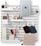 Peg board Set - 17 pcs Pegboard Kit, Includes 4 Pegboards with 13 Different Accessories, Pegboard Wall Organizer, Peg Boards for Wall Craft Room for Kitchen, Garage, Workshop, Tool Accessories | White