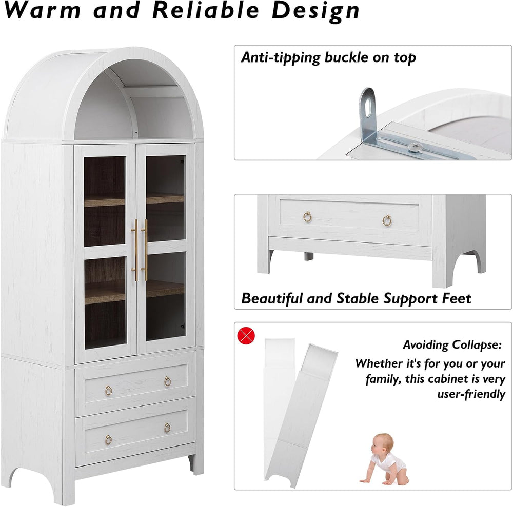 71" Tall Arched Kitchen Pantry Cabinet,Wood Storage Cabinets Food Pantry...
