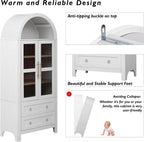 71" Tall Arched Kitchen Pantry Cabinet,Wood Storage Cabinets Food Pantry Funiture with 2 Large Drawers and Adjustable Shelves,Farmhouse Versatile Cupboard for Kitchen,Living Room,Dining Room (White)