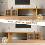 XEW Extendable TV Stand with Storage and Shelves, Wood Entertainment Center for 55+ Inch TV, Modern TV Console, Minimalist Media Console for Living Room, Bedroom-Wood (Extendable: 60.6"-84.3")