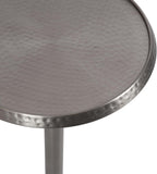 Kate and Laurel Sanzo Modern Pedestal Drink Table; 9 x 9 x 23; Antique Nickel; Decorative End Table with Hammered Tabletop for Use as Small Plant Stand or Living Room Martini Table