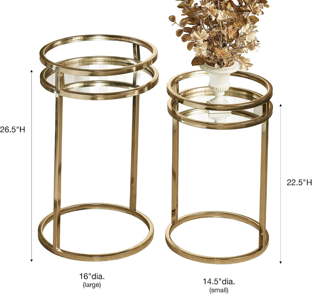Landon Mirrored Nesting Tables Gold Set of Two