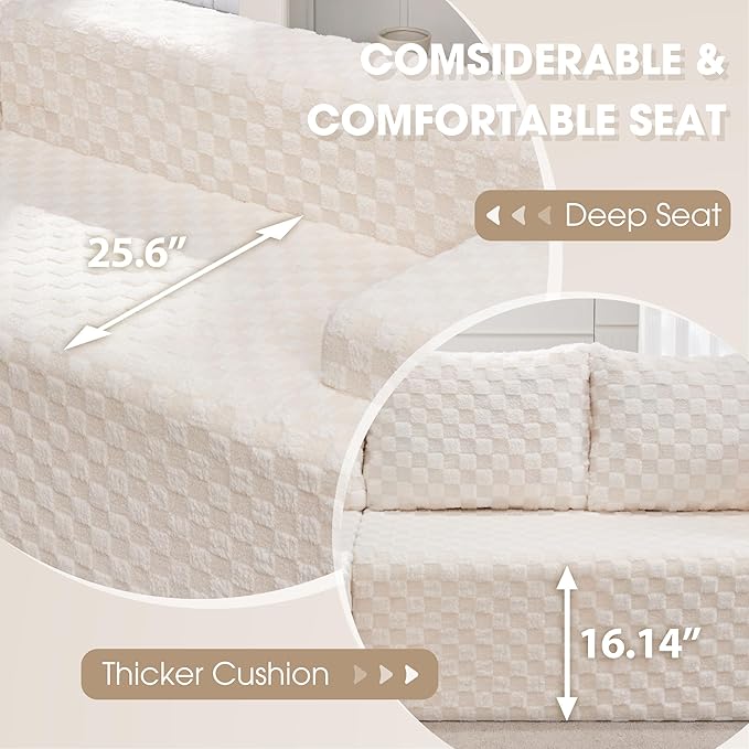 Hobestluk Modular Sectional Sofa Couches L-Shape Couch 3 Seat Modular Sofa Memory Foam Sectional Couches for Living Room, Cloud Couch with Oversized Chaise (96" Right Facing Chaise)