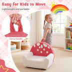 Costzon Kids Couch, Comfy Toddler Soft Sofa Chair with Fleece Fabric Cover, Kids Furniture for Playroom, Children Reading Armchair for Boys & Girls Gifts Aged 3+ (Medial,Red Mushroom)