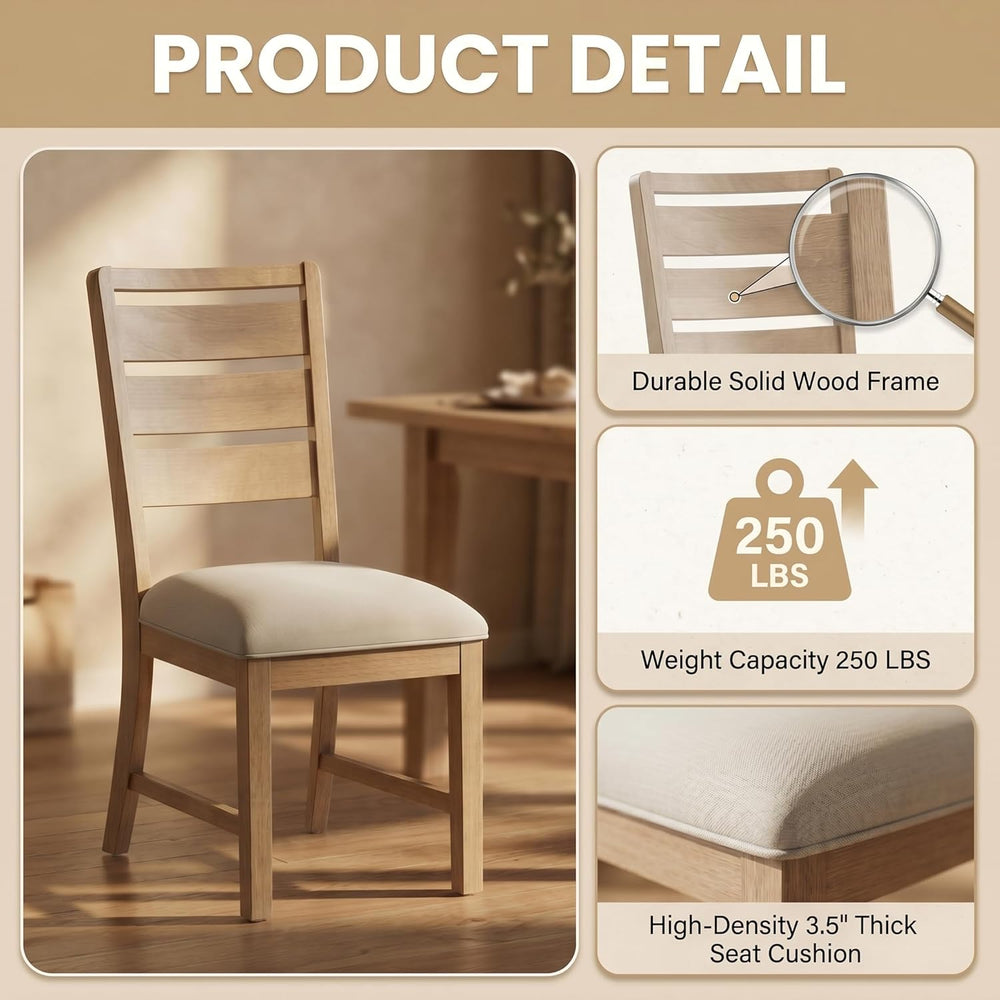COLAMY Modern Dining Chairs Set of 2, Breathable Fabric Kitchen Chairs with H...