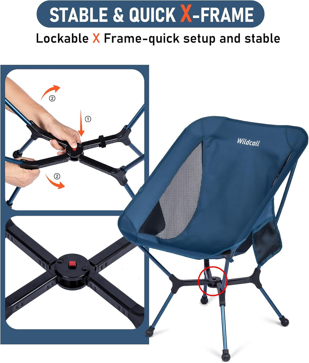 WildCall Lightweight Folding Camping Chair Quick Setup Frame Beach Chair Comp...