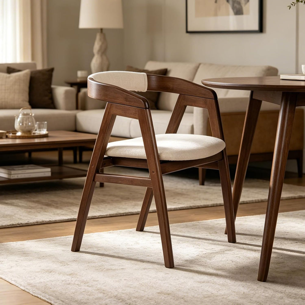 COSTWAY Bamboo Accent Chair, Farmhouse Leisure Dining Chairs w/Comfy Cushion,...