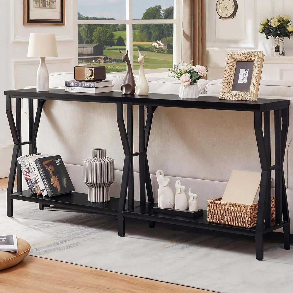 HOMISSUE Sofa Console Table, 70.9" Extra Long Sofa Table with 2-Tier Sto...