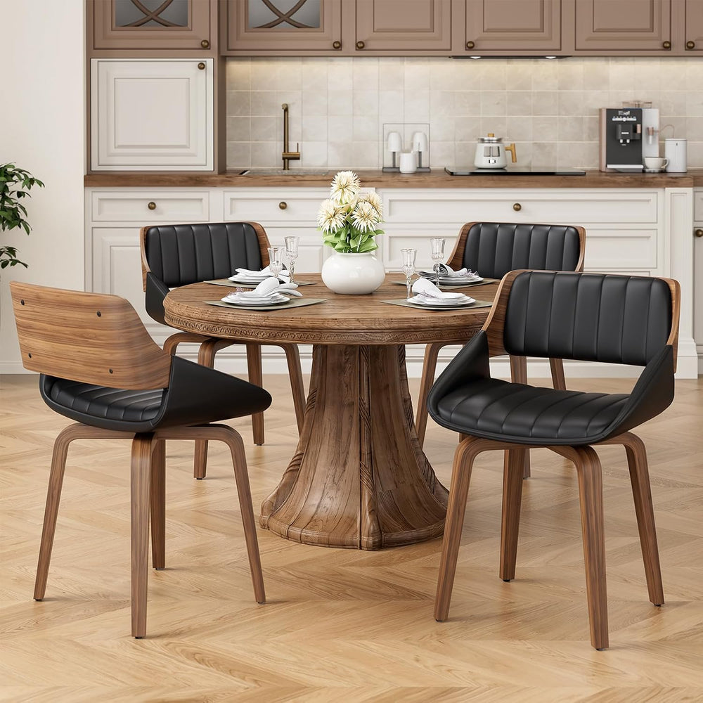 REONEY 360° Swivel Dining Chairs Set of 4, Mid-Century Modern Kitchen Chair