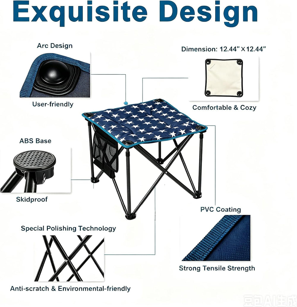 Folding Camping Stool 15.76" H Portable Stool Portable Seat for Adults F...