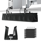 No Drill Under Desk Cable Management Tray - 36" Clamp/Screw Desk Cord Management, Premium Fabric Cable Racyway for Office & Home