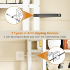Over The Toilet Storage Rack, 3-Tier Bathroom Organizer Over Toilet, Wooden Above Toilet Storage Shelf, Space Saver, Freestanding Bathroom Storage Metal Shelf, Easy to Assemble, White
