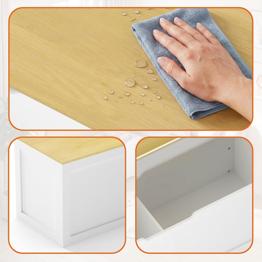 Zevemomo 63" L Shaped Storage Bench, White Breakfast Nook Benches, Corne...