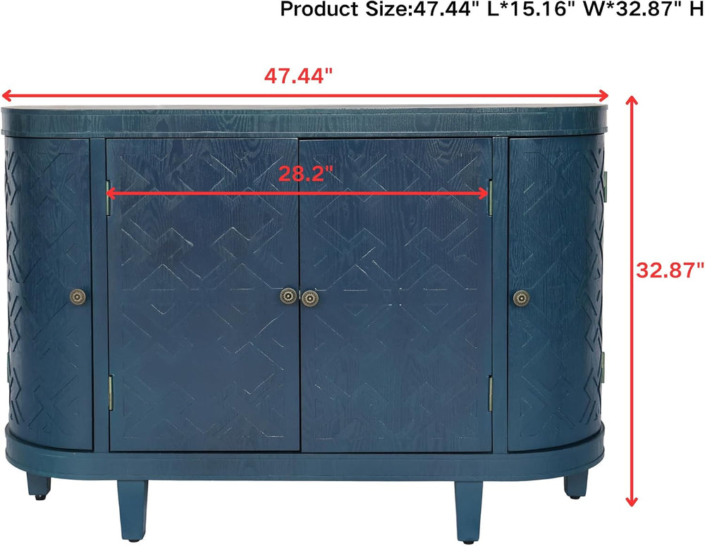 LKTART 47'' Buffet Sideboard Cabinet with Storage,Modern Curved Accen...