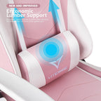 Gaming Chair High Back Gaming Chair for Teens, Ergonomic Racing Chair Computer Desk Chair with Massage Lumbar Support and Headrest, Cute Gamer Chair with Height Adjustable (Pink)