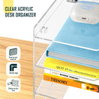 KKU 5 Tier Clear Acrylic Desk Organizer, Letter Tray Paper File Desk Organizer and Accessories For Office Supplies